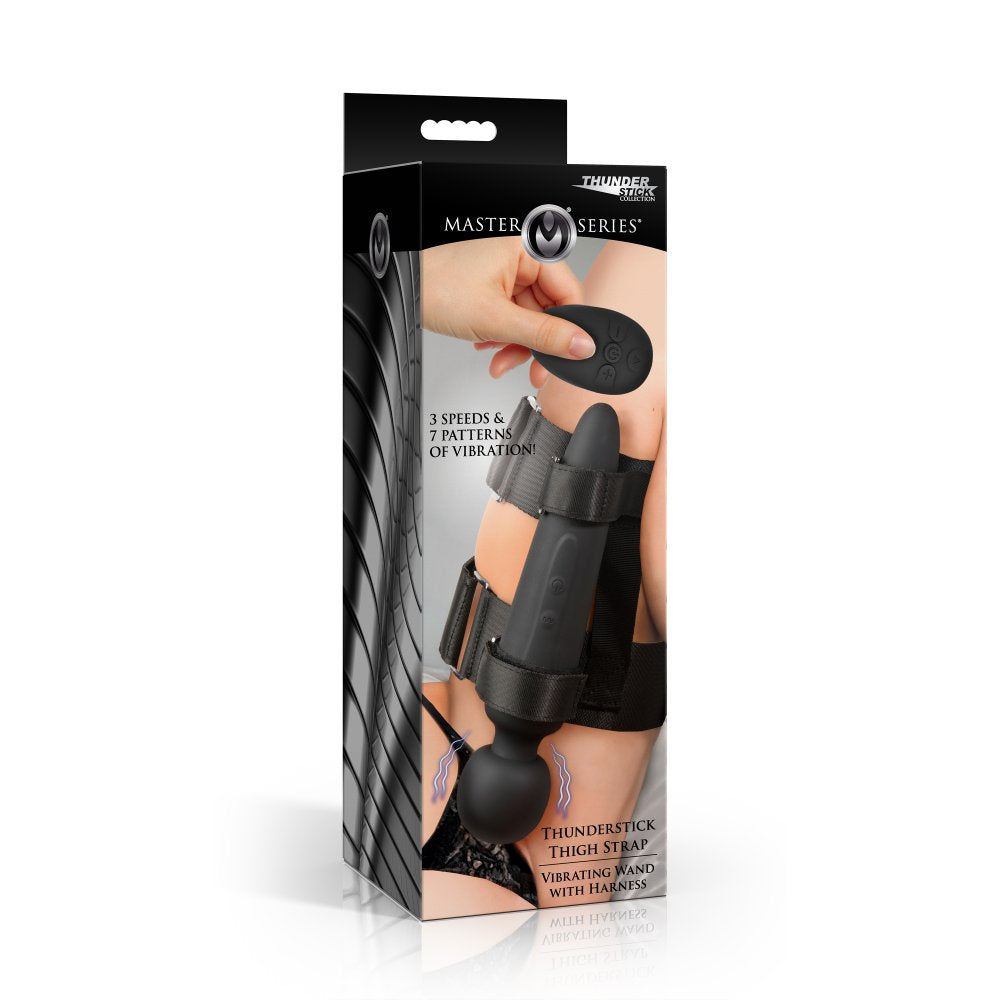 Master Series Thunderstick Thigh Strap Vibrating Wand with Harness