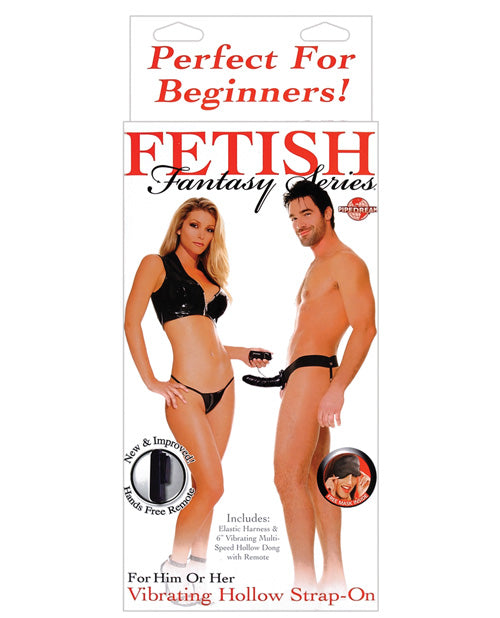 Fetish Fantasy for Him or Her Vibrating Hollow Strap On - Black