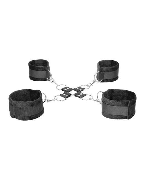Black & White Velcro Hogtie Hand & Ankle Cuffs - Black