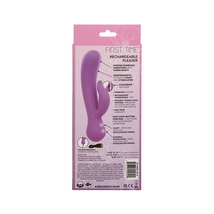 First Time Rechargeable Pleaser Rabbit Vibrator - Purple