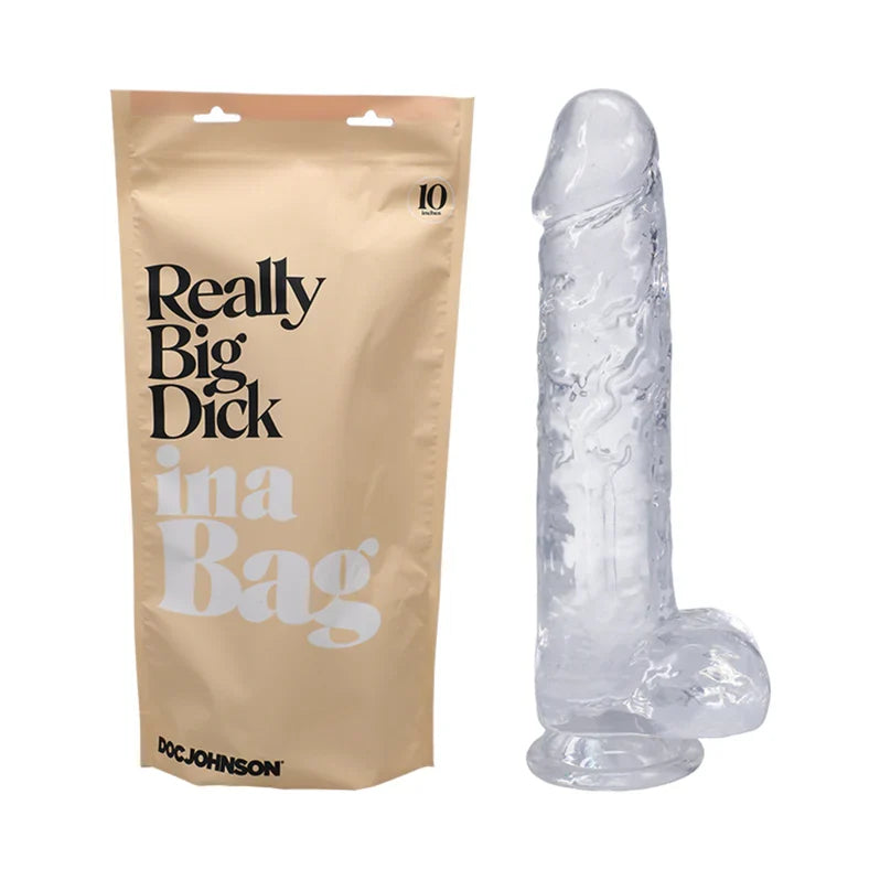 Doc Johnson Really Big Dick In A Bag 10" Clear Dildo