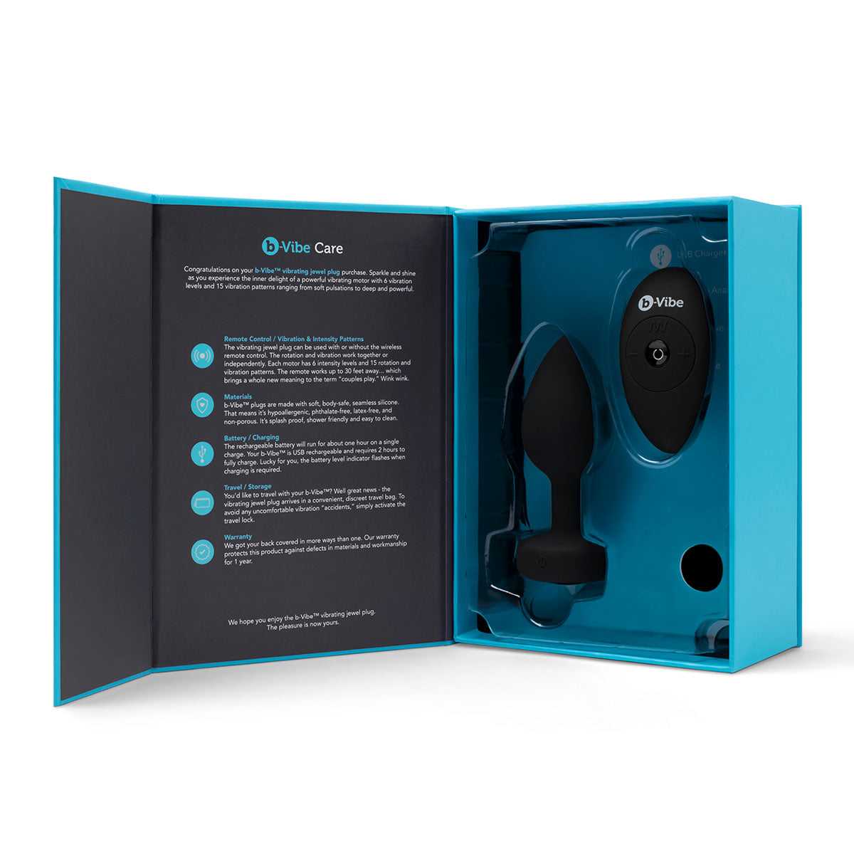 b-Vibe Vibrating Jewel Plug M/L - Black