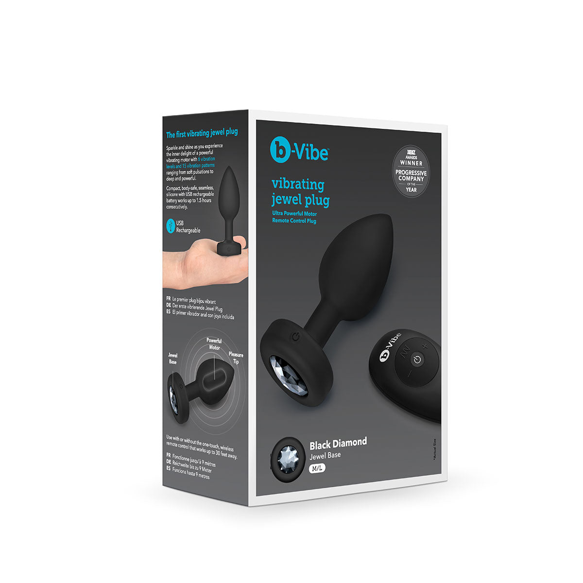 b-Vibe Vibrating Jewel Plug M/L - Black
