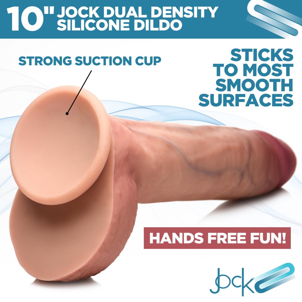 JOCK Ultra Realistic 10" Dual Density Silicone Dildo with Balls
