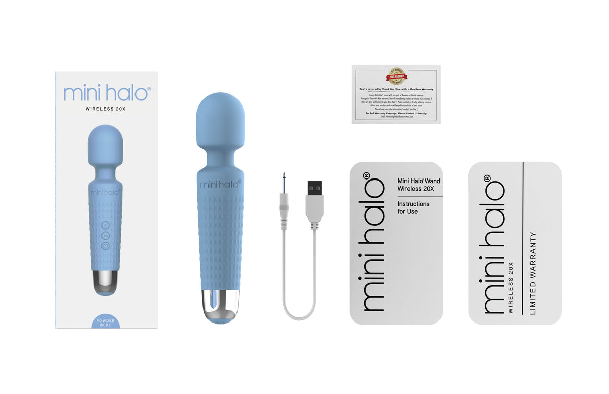 Mini Halo Wireless Wand Vibrator Powder Blue